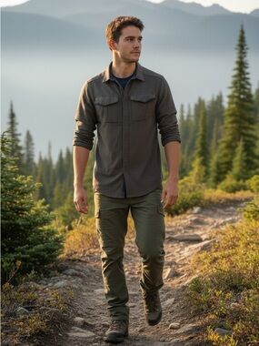 Arc'teryx Gryson Hidden Snap Brushed Flannel Shirt Brown/Green Men XL